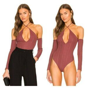 Michael Costello xREVOLVE Hattie Bodysuit - Deep Mauve